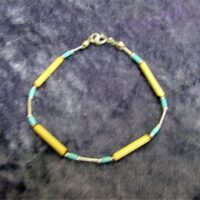 Silver with Turquoise & Bamboo Bracelet