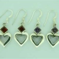 925 Silver Heart Shape Pendant Earrings