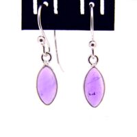 Catseye Pendant Style Earrings in 925 Silver with Amethyst Dome Polished Cabochon Stones