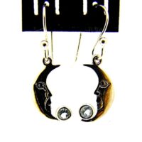 Man in The Moon' Pendant Earrings in 925 Silver with Blue Topaz Gemstones