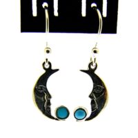 Man in The Moon' Pendant Earrings in 925 Silver with Turquoise Gemstones
