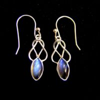 925 Silver Pendant Style Earrings with Labradorite Gemstones