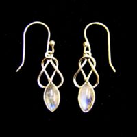 925 Silver Pendant Style Earrings with Rainbow Moonstone Gemstones
