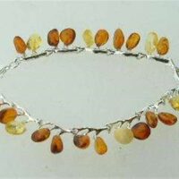 Silver & Amber Charm Beads Style Bracelet