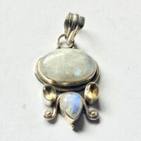 Moonstone Pendant Set with with Faceted Citrine in 925 Silver 4.5cm Inc Bail