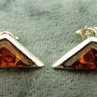 Amber 'Kite' Shape Stud Earrings with 925 Silver Setting