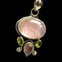 Moonstone Pendant Set with with Faceted Peridot in 925 Silver 4.5cm Inc Bail
