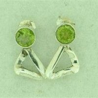 Peridot Silver Stud Earrings.15mm Drop. Cab Dia 5mm. 3g