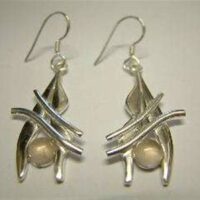 Rose Quartz Round Cab & Silver Earrings. 3cm Drop