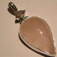 Rose Quartz with Facet Pink Tourmaline Indian Silver Pendant 4.5cm Inc Bail