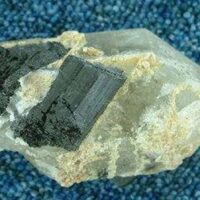 Quartz Crystal Specimen with Blue & Black Tourmaline Inclusions. 80 x 40 x 50mm Aprox