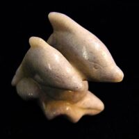 One Off Mother & Calf Dolphin Carving in Blue Quartz