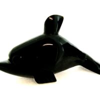 One Off Dolphin Carving in Gold Sheen Obsidian