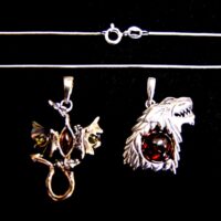 Set Of Two Amber Pendants