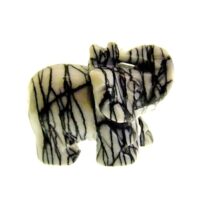 Elephant Carving in Spidersweb Jasper