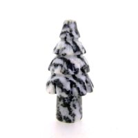 Gemstone Christmas Tree Carving in Black & White Zebra Jasper