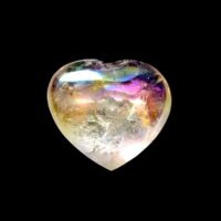 Large Puff Heart in Rainbow Aura Quartz