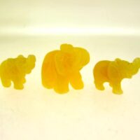 Set Of Three Elephant Carvings in Orange Calcite