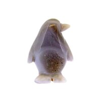 Carving Of A Penguin in Agate and Quartz Druze