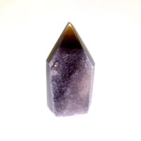 Agate with Amethyst Druze Polished Point Specimen