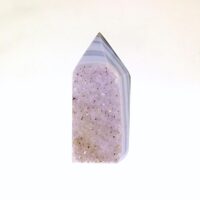 Agate with Amethyst Druze Polished Point Specimen