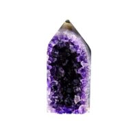 Agate with Amethyst Druze Polished Point Specimen