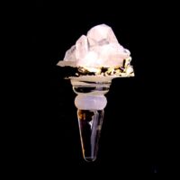 Glass Bottle Stopper with Gold Banded Quartz Cluster Top