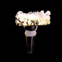 Glass Bottle Stopper with Gold Banded Quartz Cluster Top