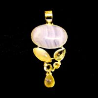 925 Silver with Blue Lace Agate, Topaz & Rainbow Moonstone Designer Pendant