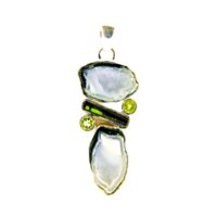 925 Silver Designer Pendant Featuring Agate, Green Tourmaline & Peridot Gemstones