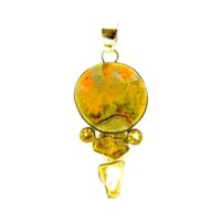 925 Silver Designer Pendant Featuring Bumblebee Jasper & Citrine Gemstones