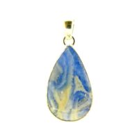 925 Silver Designer Pendant Featuring A Large Dome Polished Teardrop Cobochon Stone in Scheelite