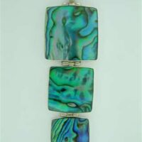 Paua Shell Pendant Featuring A Three Squares in Decreasing Size Pattern. Set in Silver & Comes