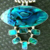 Paua Shell Pendant in A 925 Silver Setting Comes Complete with A Black Thong. 48mm Drop Including