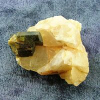 Green Tourmaline Crystals on Quartz Specimen