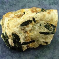 Black Tourmaline in Iron Hydrate Quartz