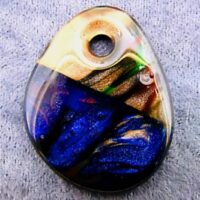 Murano Glass Pendant in Blue & Copper Goldstone