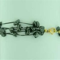 Cotton Threaded Gem Chip Bracelet in Hematite