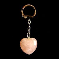 Mini Puff Heart Key Ring in Rose Quartz