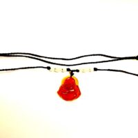 Carnelian Buddha Pendant on A Beaded Ajustable Cord