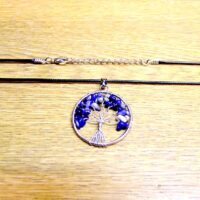 Tree Of Life Necklace with Sodalite Crystals (Silver Plated)