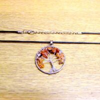 Tree Of Life Necklace with Carnelian Crystals (Silver Plated)