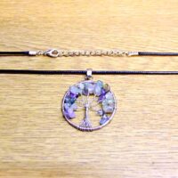 Tree Of Life Necklace with Fluorite Crystals (Silver Plated)