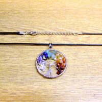 Tree Of Life Necklace with Mixed Gemstone Crystals (Silver Plated)