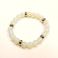 Silver Plated and Power Bead Bracelet in Opalite (No Toggle)