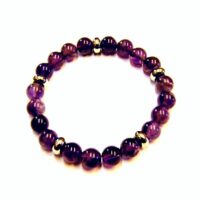 Silver Plated and Amethyst Power Bead Bracelet (No Toggle)