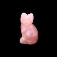 Gemstone Kitten Carving in Rose Quartz