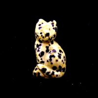 Gemstone Kitten Carving in Dalmation Jasper