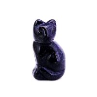 Gemstone Kitten Carving in Blue Goldstone