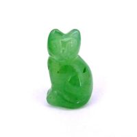 Gemstone Kitten Carving in Green Aventurine